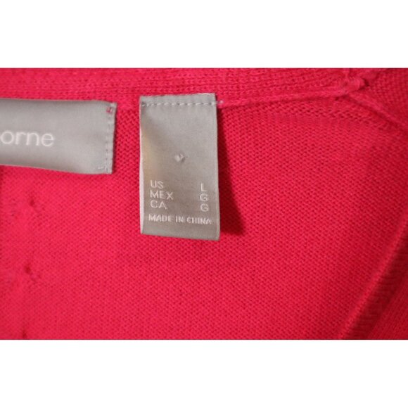 Liz Claiborne Woman's Red V-Neck Cardigan Sweater Size L Flawed - Picture 4 of 11